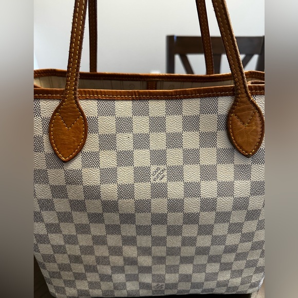 AUTHENTIC LOUIS VUITTON NEVERFULL DAMIER AZURE MM BEIGE INTERIOR - Picture 3 of 14